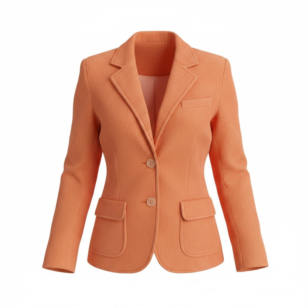 Orange Textured Two-Button Blazer